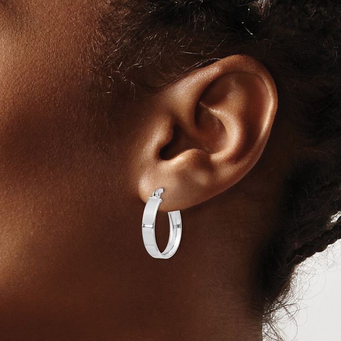 925 Sterling Silver Round Medium Hoop Earrings