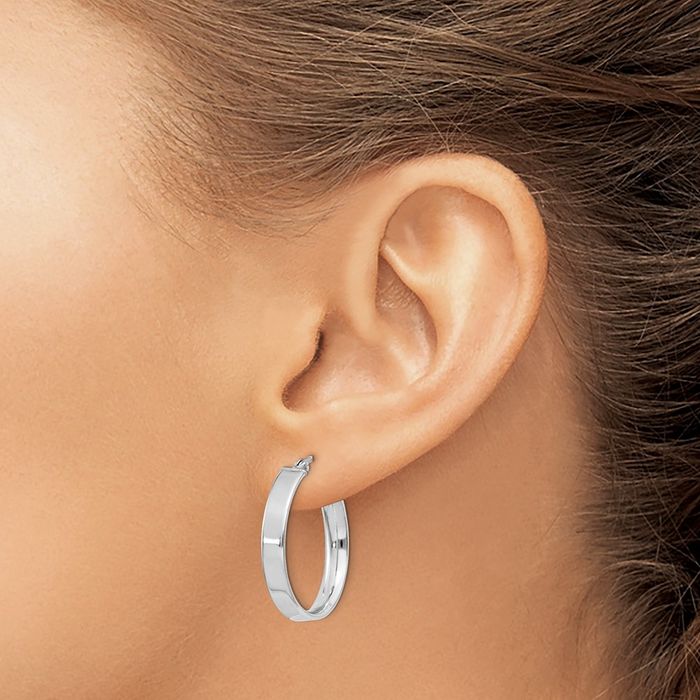 925 Sterling Silver Medium Round Hoop Earrings