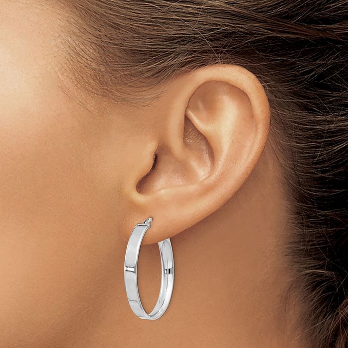 925 Sterling Silver Round Medium Hoop Earrings