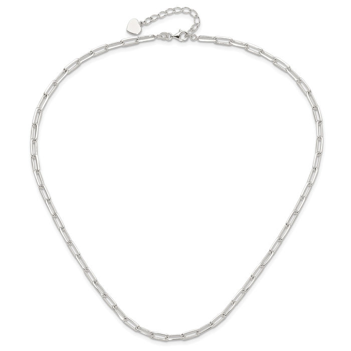 925 Sterling Silver 4.2mm Paperclip Link Necklace Chain