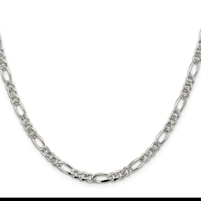 925 Sterling Silver 4.3mm Figaro Link Chain Necklace