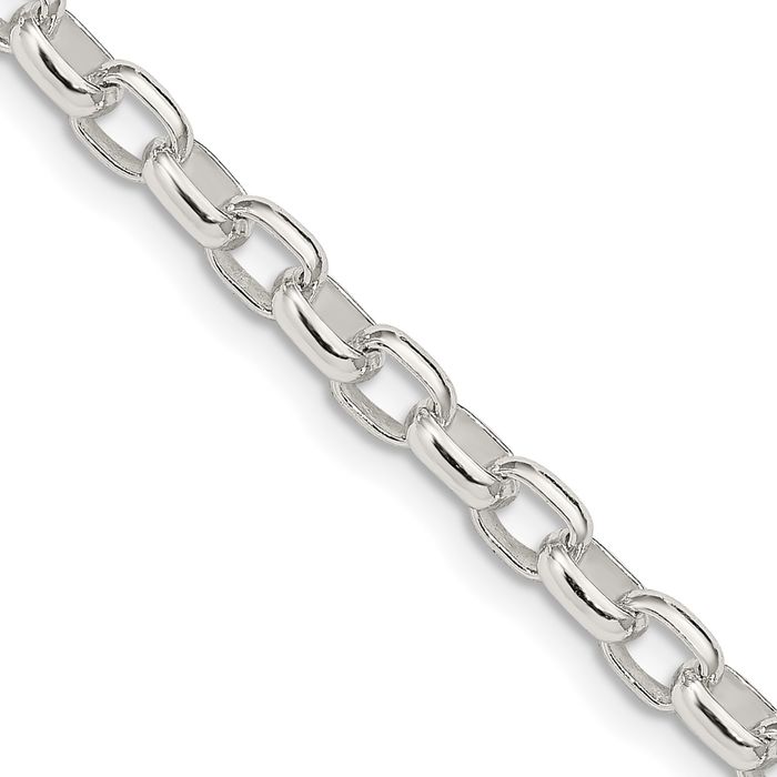 925 Sterling Silver 4.4mm Oval Cable Rolo Link Chain Belcher Necklace