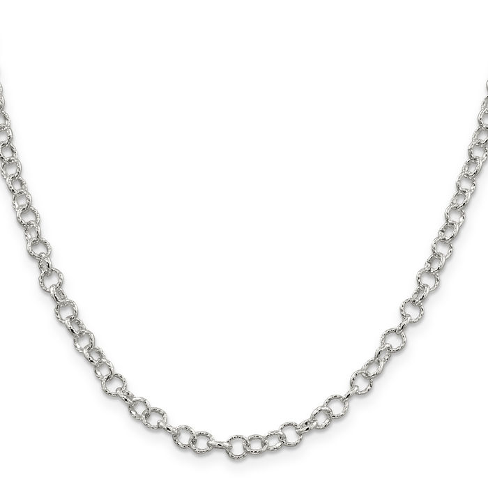 925 Sterling Silver 4.55mm Cable Rolo Link Chain Belcher Necklace