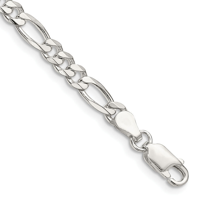 925 Sterling Silver 4.5mm Figaro Link Chain Bracelet