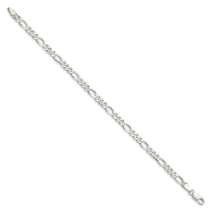 925 Sterling Silver 4.5mm Figaro Link Chain Bracelet