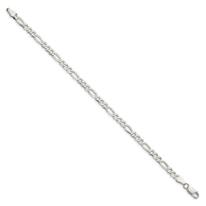 925 Sterling Silver 4.5mm Figaro Link Chain Bracelet