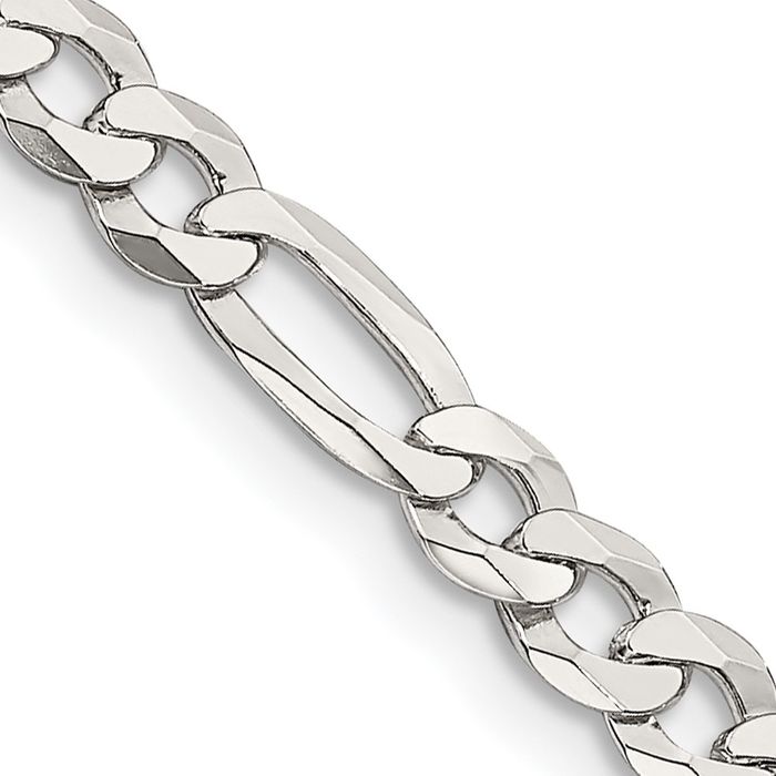 925 Sterling Silver 4.5mm Figaro Link Chain Necklace