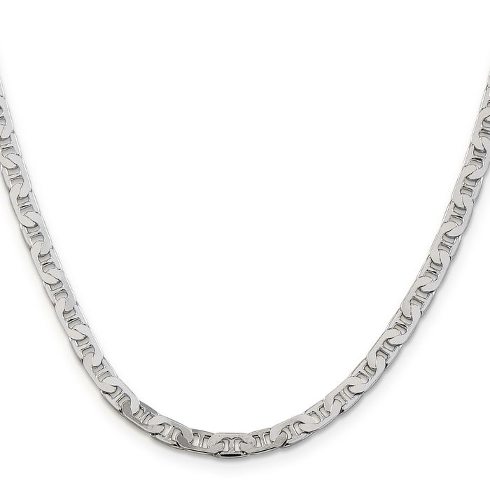 925 Sterling Silver 4.5mm Anchor Mariner Link Chain Necklace