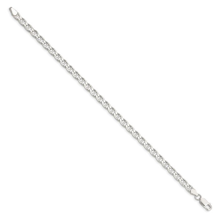 925 Sterling Silver 4.65mm Anchor Mariner Curb Link Chain Bracelet