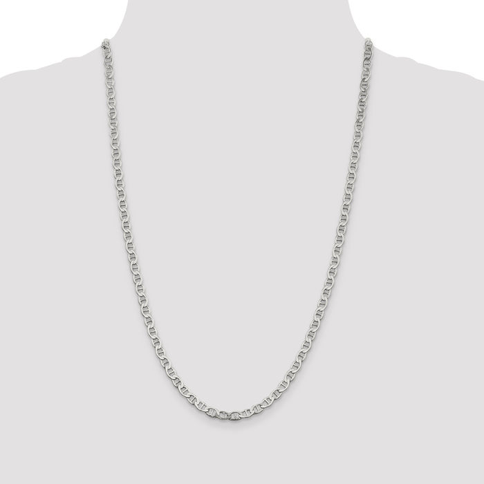 925 Sterling Silver 4.75mm Anchor Mariner Link Chain Necklace