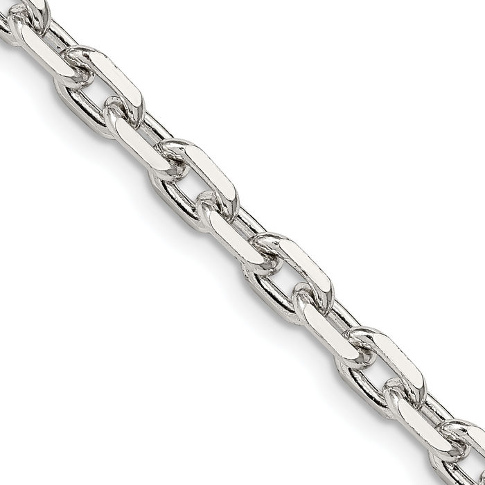 925 Sterling Silver 4.9mm Oval Cable Rolo Link Chain Belcher Necklace