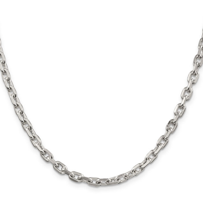 925 Sterling Silver 4.9mm Oval Cable Rolo Link Chain Belcher Necklace