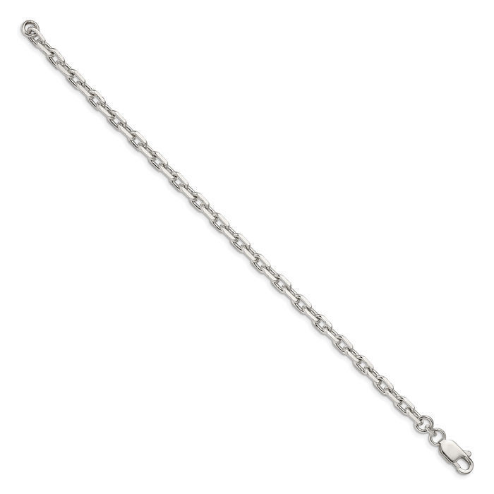 925 Sterling Silver 4.9mm Oval Cable Rolo Link Chain Bracelet