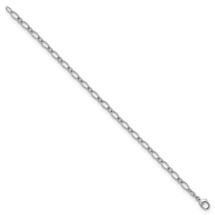 925 Sterling Silver 4.9mm Oval Cable Rolo Link Chain Bracelet