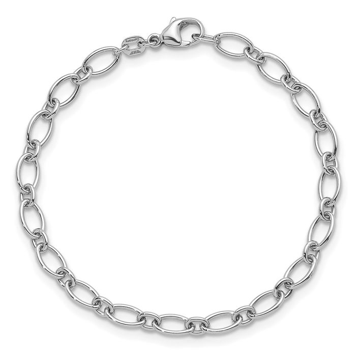 925 Sterling Silver 4.9mm Oval Cable Rolo Link Chain Bracelet