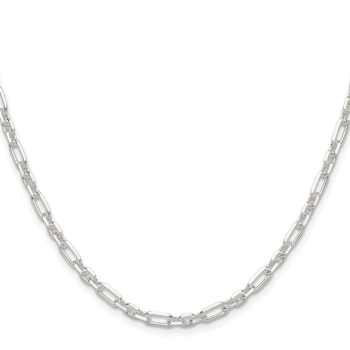 925 Sterling Silver 4mm Cable Curb Link Chain Necklace