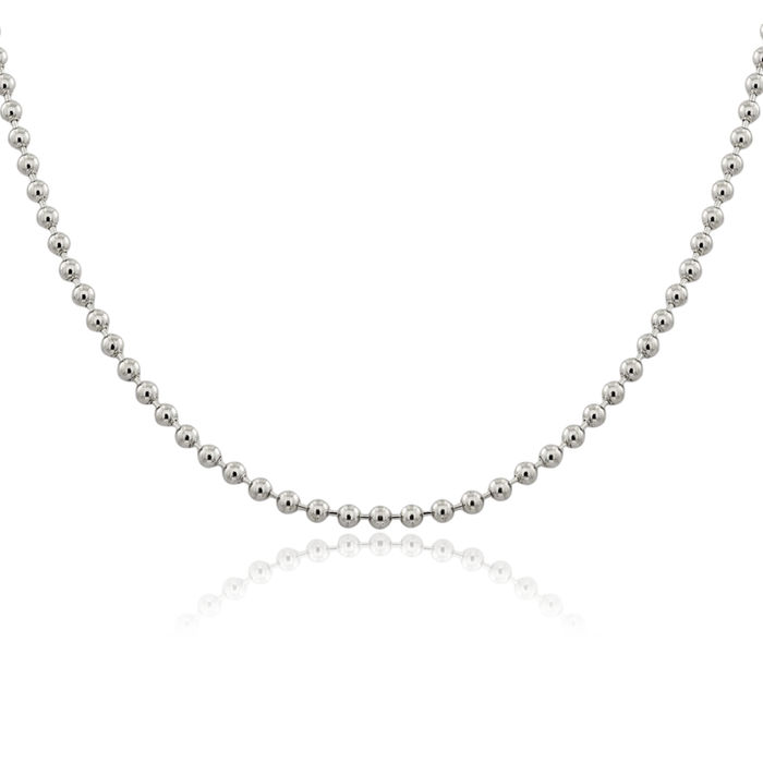 925 Sterling Silver 4mm Beaded Ball Chain Necklace