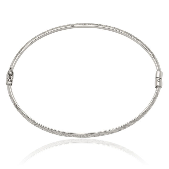 925 Sterling Silver 4mm Bangle Bracelet 3mm Hoop Earrings Set