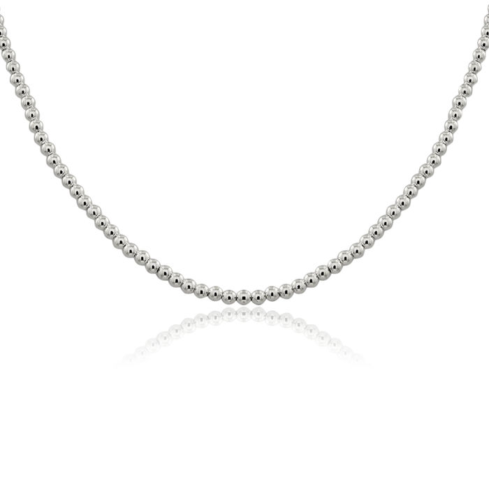 925 Sterling Silver 4mm Beads Box Link Chain Necklace