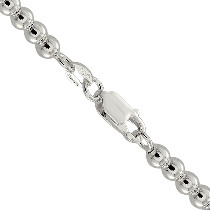 925 Sterling Silver 4mm Beads Box Link Chain Necklace