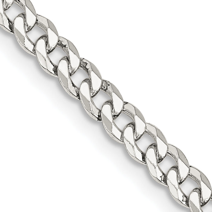 925 Sterling Silver 4mm Curb Link Chain Necklace