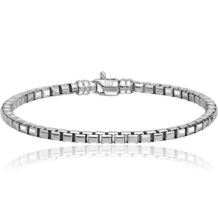 925 Sterling Silver 4mm Box Link Chain Bracelet