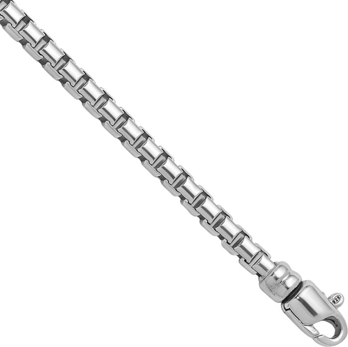 925 Sterling Silver 4mm Box Link Chain Bracelet