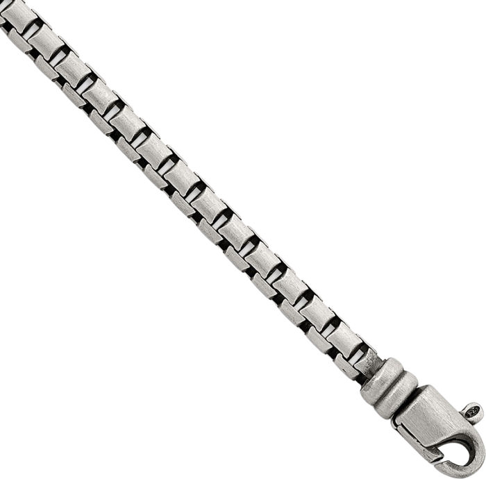 925 Sterling Silver Vintage 4mm Box Link Chain Necklace