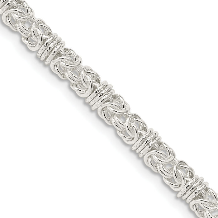 925 Sterling Silver 4mm Byzantine Link Chain Necklace