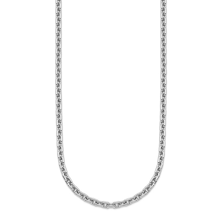 925 Sterling Silver 4mm Cable Rolo Link Chain Belcher Necklace