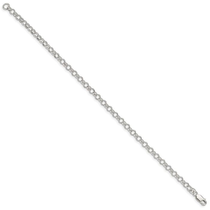 925 Sterling Silver 4mm Cable Rolo Link Chain Bracelet