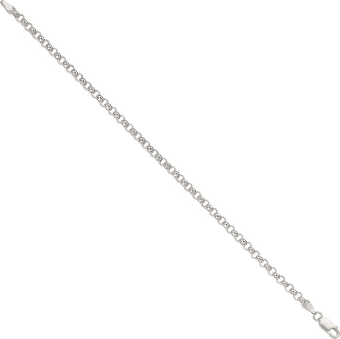 925 Sterling Silver 4mm Cable Rolo Link Chain Bracelet