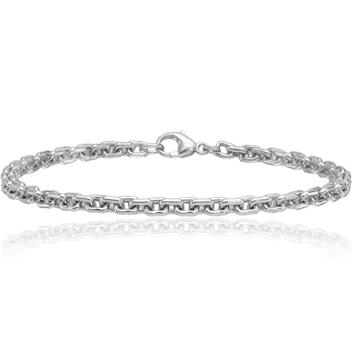 925 Sterling Silver 4mm Cable Rolo Link Chain Bracelet