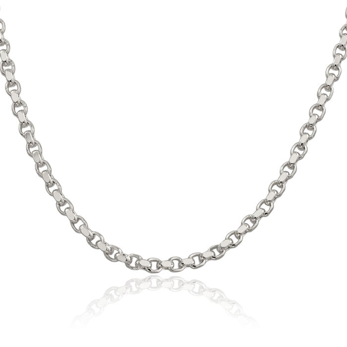 925 Sterling Silver 4mm Cable Rolo Link Chain Belcher Necklace