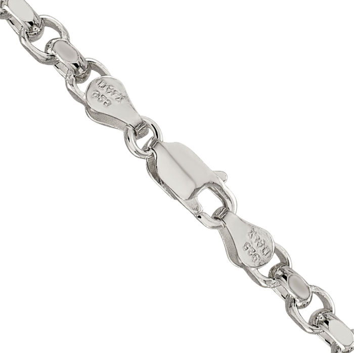 925 Sterling Silver 4mm Cable Rolo Link Chain Belcher Necklace