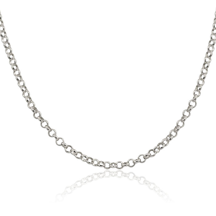 925 Sterling Silver 4mm Cable Rolo Link Chain Belcher Necklace