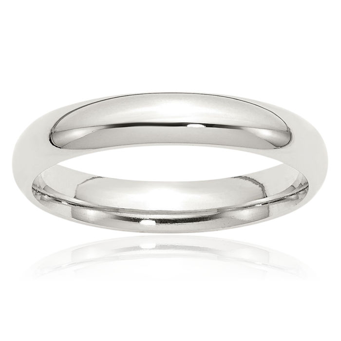 925 Sterling Silver 4mm Comfort Fit Plain Classic Wedding Band Ring