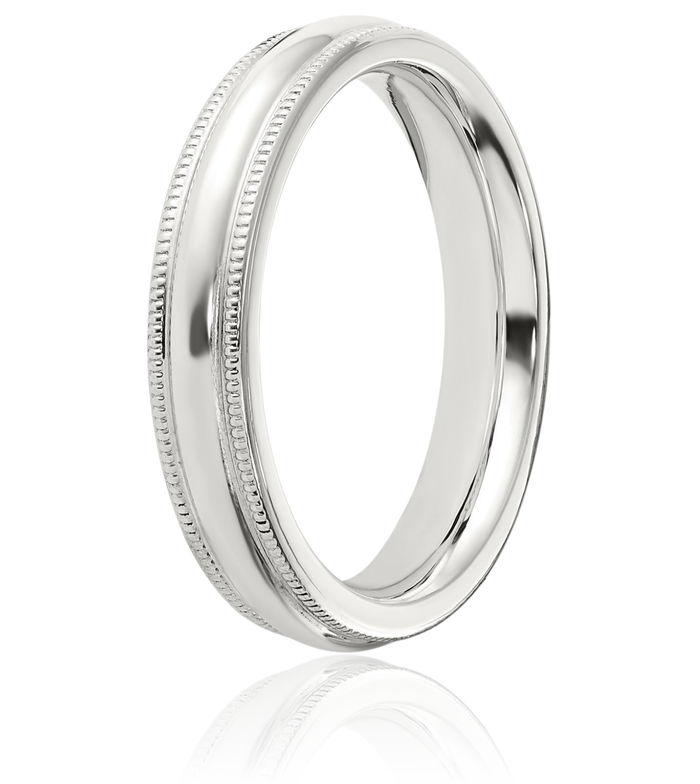 925 Sterling Silver 4mm Comfort Fit Half Round Milgrain Plain Classic Wedding Band Ring