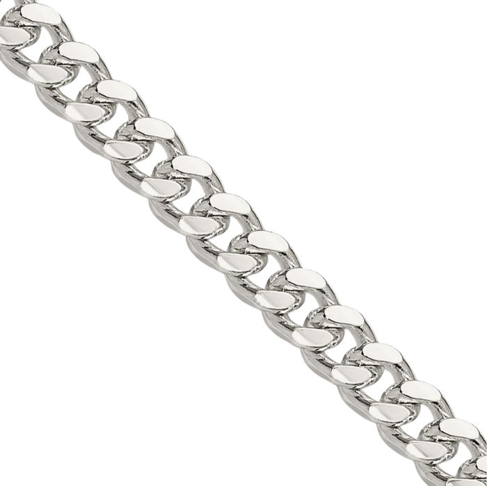 925 Sterling Silver 4mm Side Curb Link Chain Necklace