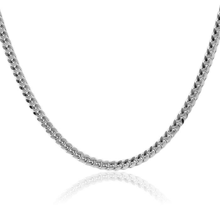 925 Sterling Silver 4mm Side Curb Link Chain Necklace