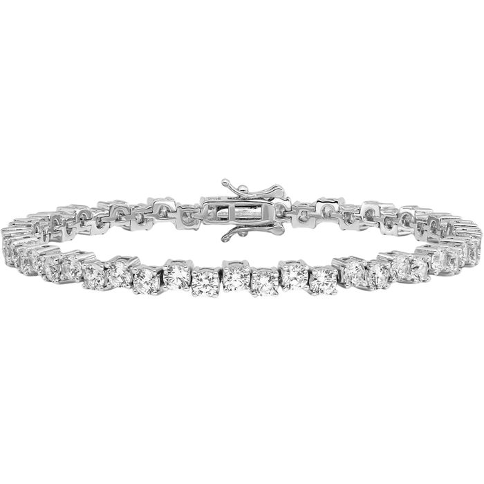 925 Sterling Silver 4mm Cubic Zirconia CZ Chain Bracelet