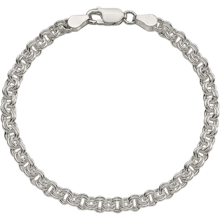 925 Sterling Silver 4mm Double Link Chain Charm Bracelet