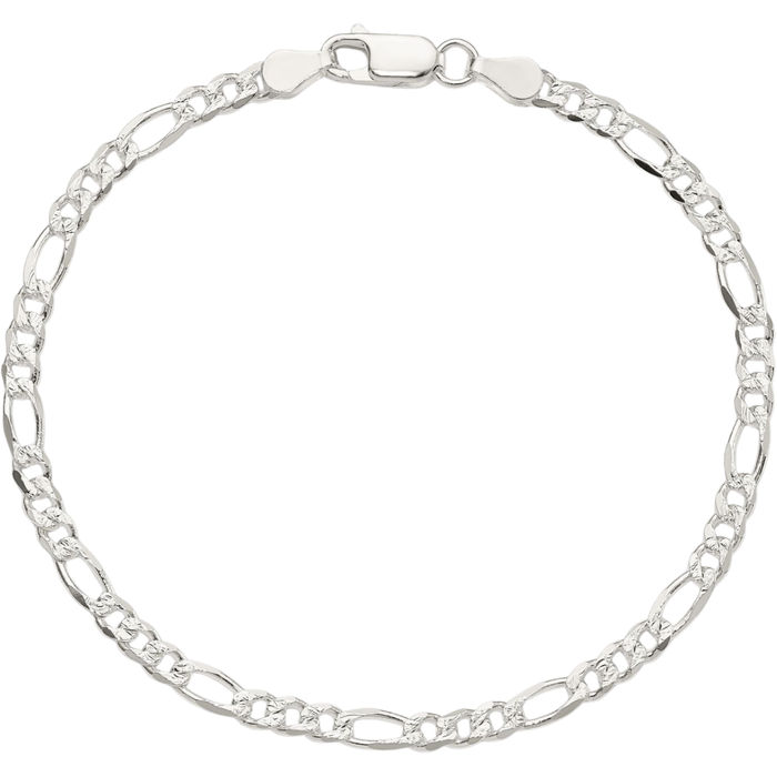 925 Sterling Silver 4mm Figaro Link Chain Bracelet