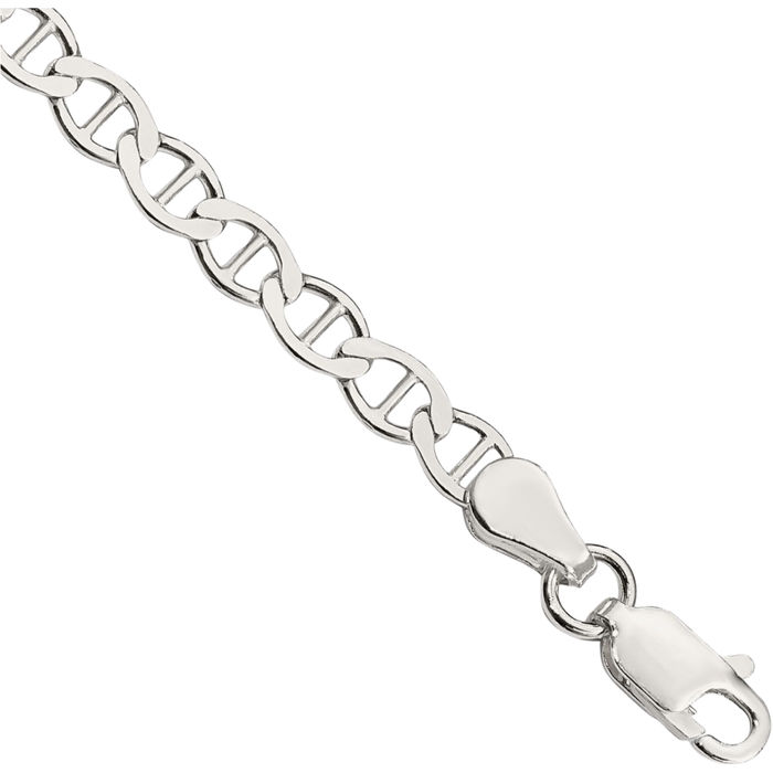 925 Sterling Silver 4mm Anchor Mariner Link Chain Bracelet