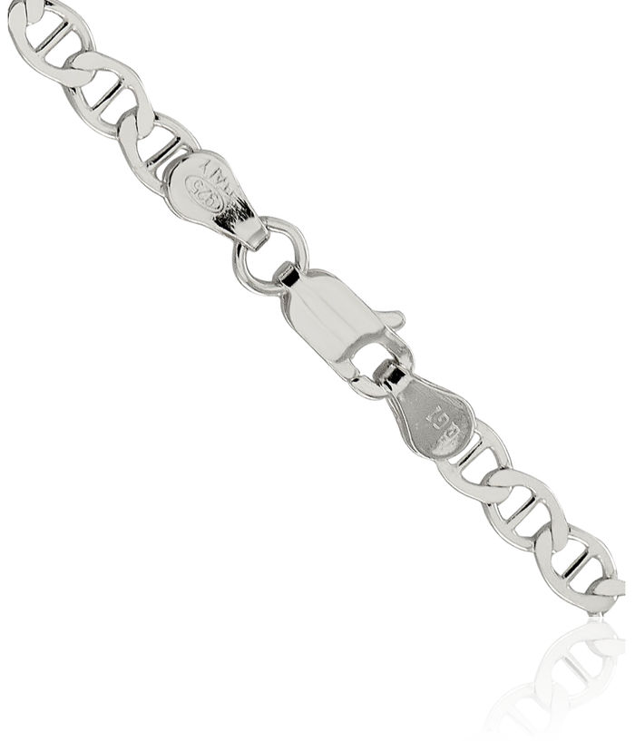 925 Sterling Silver 4mm Anchor Mariner Link Chain Necklace