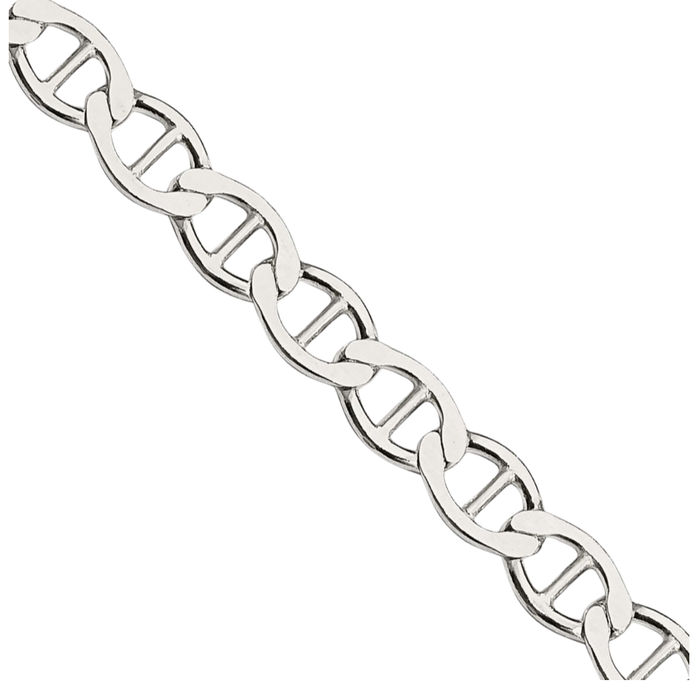 925 Sterling Silver 4mm Anchor Mariner Link Chain Necklace