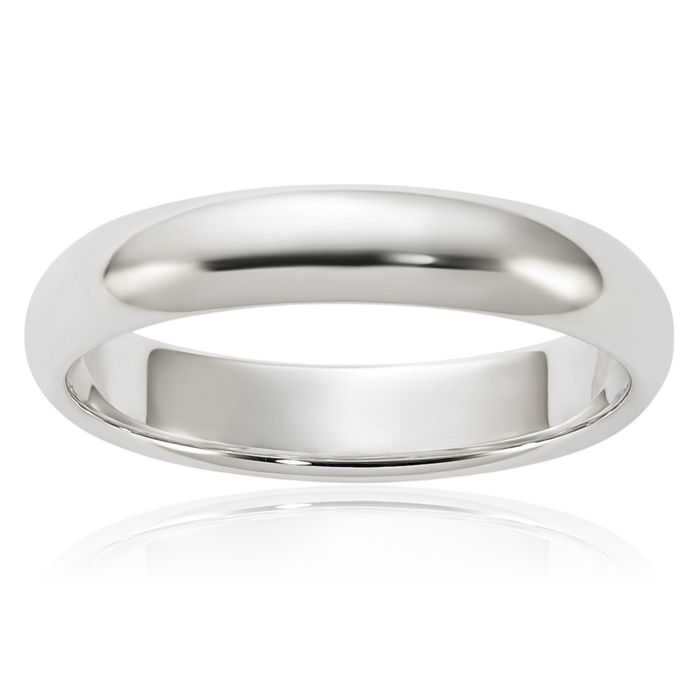 925 Sterling Silver 4mm Half Round Plain Classic Wedding Band Ring