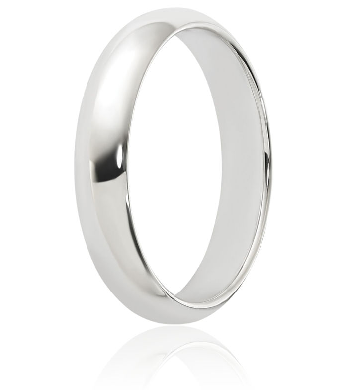 925 Sterling Silver 4mm Half Round Plain Classic Wedding Band Ring