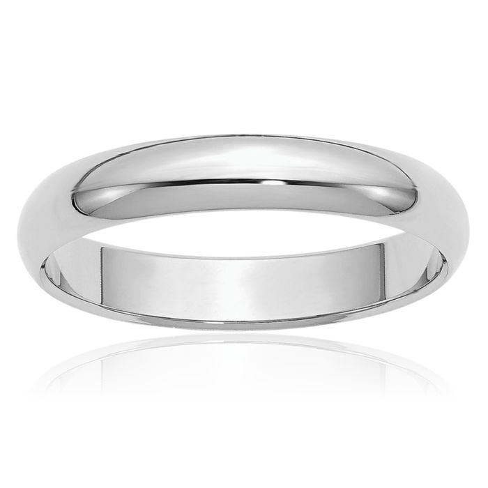 925 Sterling Silver 4mm Half Round Plain Classic Wedding Band Ring