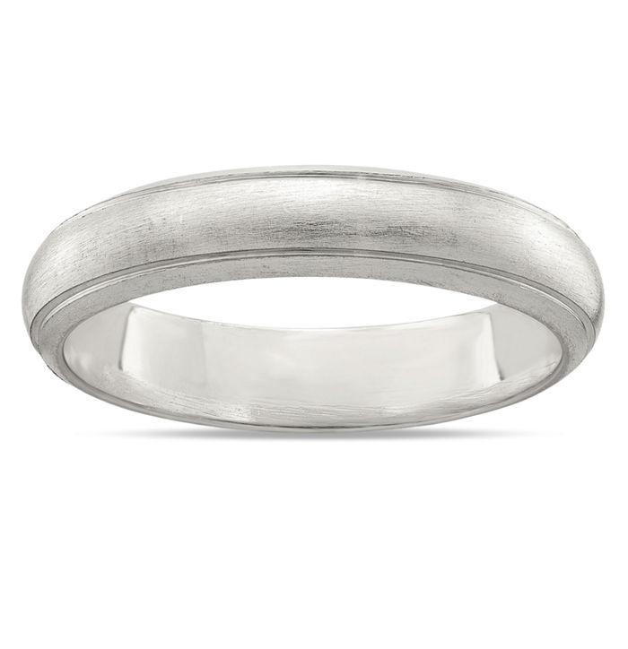 925 Sterling Silver 4mm Half Round Edge Plain Classic Wedding Band Ring